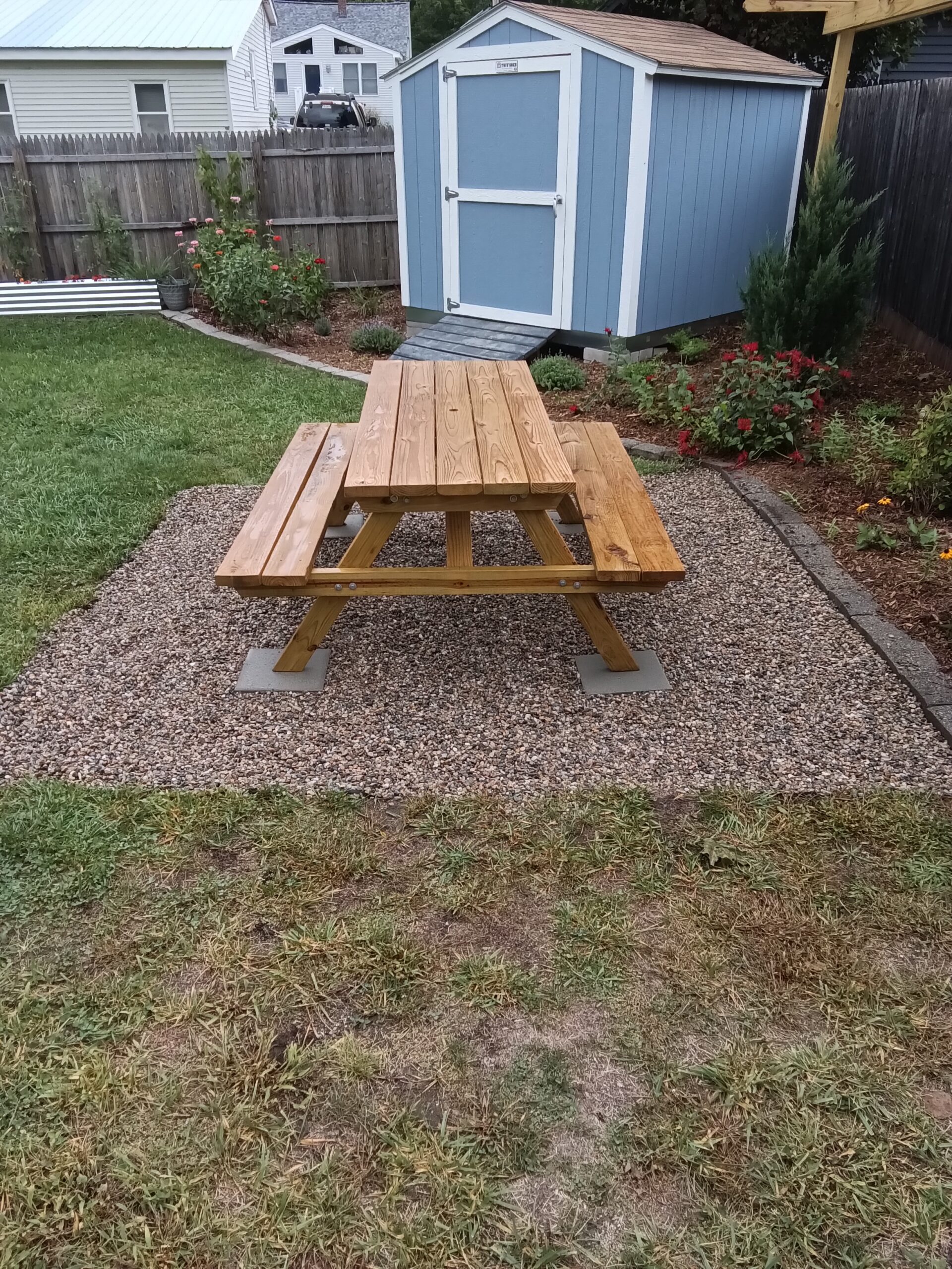 Picnic Table Build & Pea-Gravel Pad in Jaffrey, NH