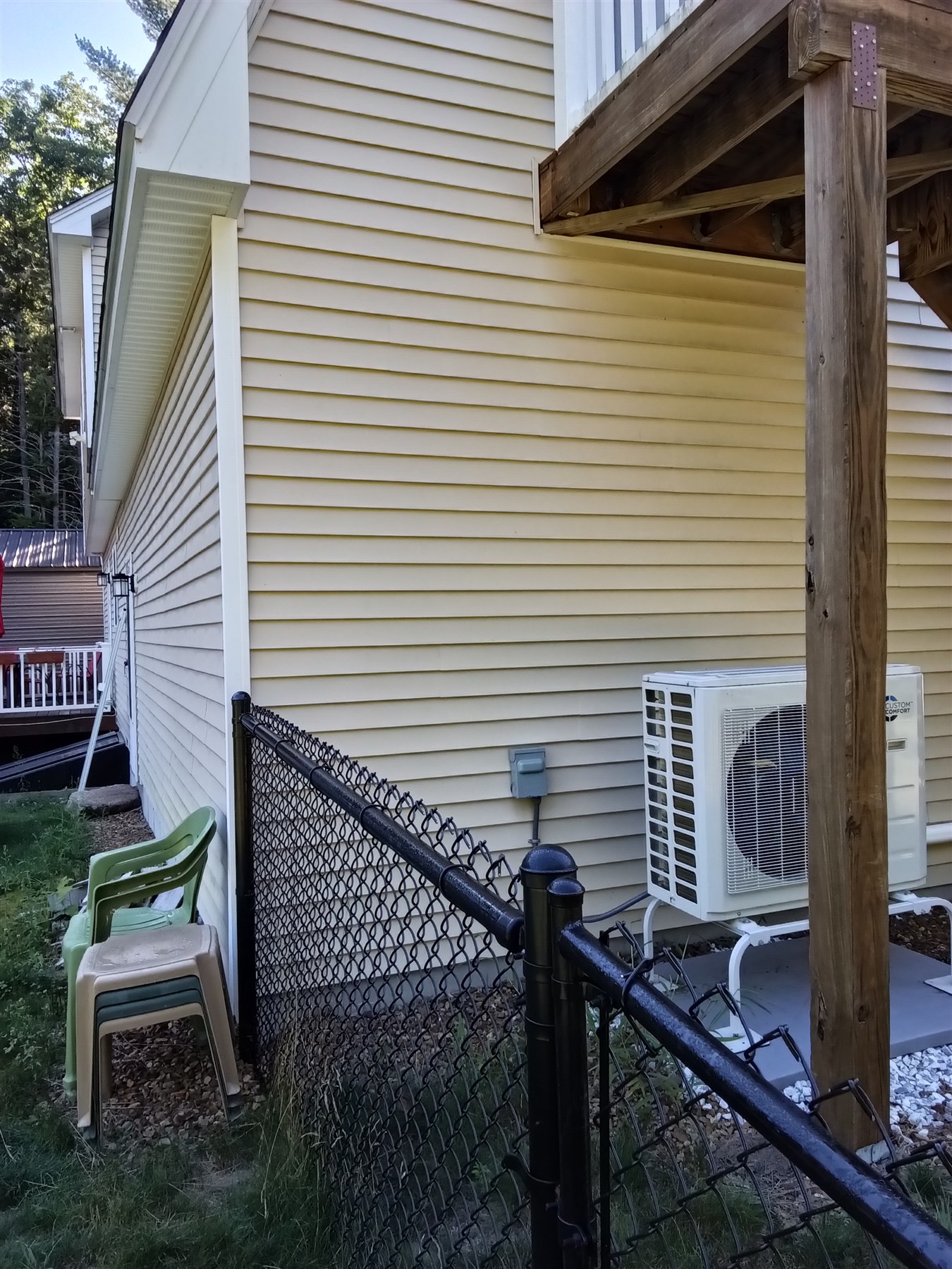 Exterior wall before the pellet stove vent installation in Bennington, NH.